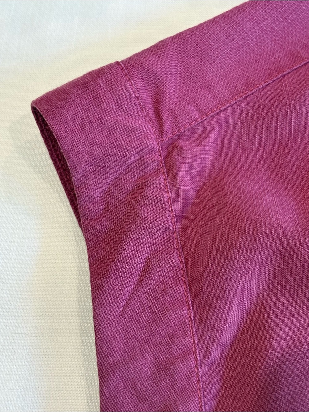 Soft Surroundings Je Veux TENCEL Women's Button-up Short-Sleeve Top in Fuchsia - Picture 8 of 8